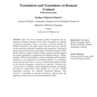 Translation and Translators in Romani Context